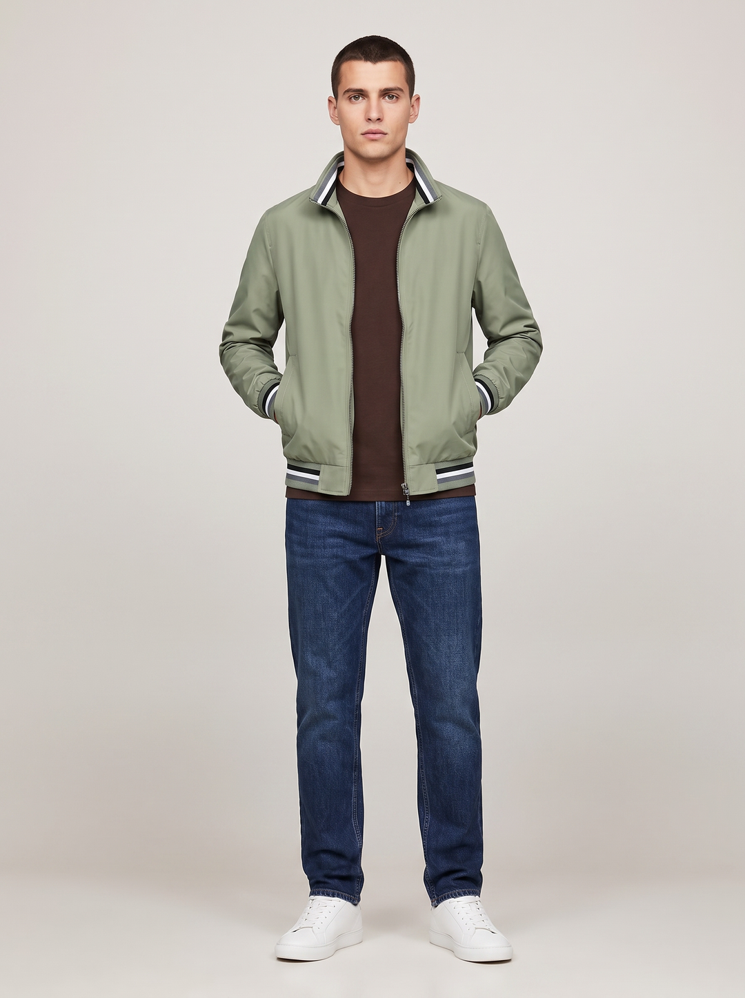 Decker | Heren Casual Slim-Fit Opstaande Kraag Rits Jack