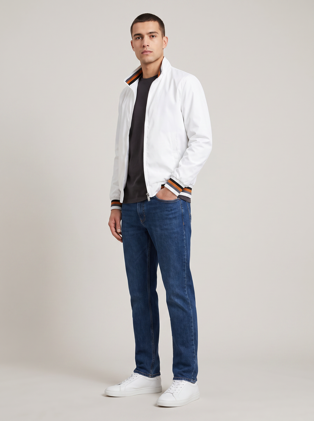 Decker | Heren Casual Slim-Fit Opstaande Kraag Rits Jack