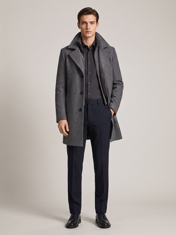 Fenwick | Heren Klassieke Slim-Fit Halflange Overjas