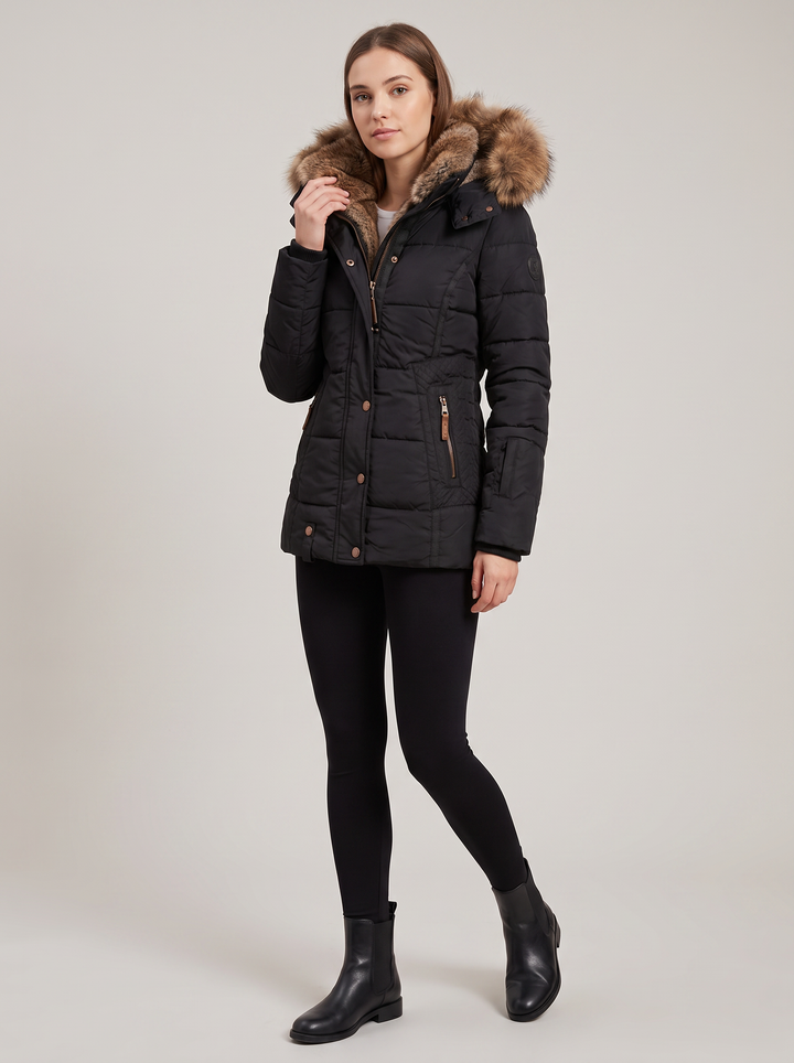 Mila | Dames Gewatteerde Kraag Capuchon Winterjas