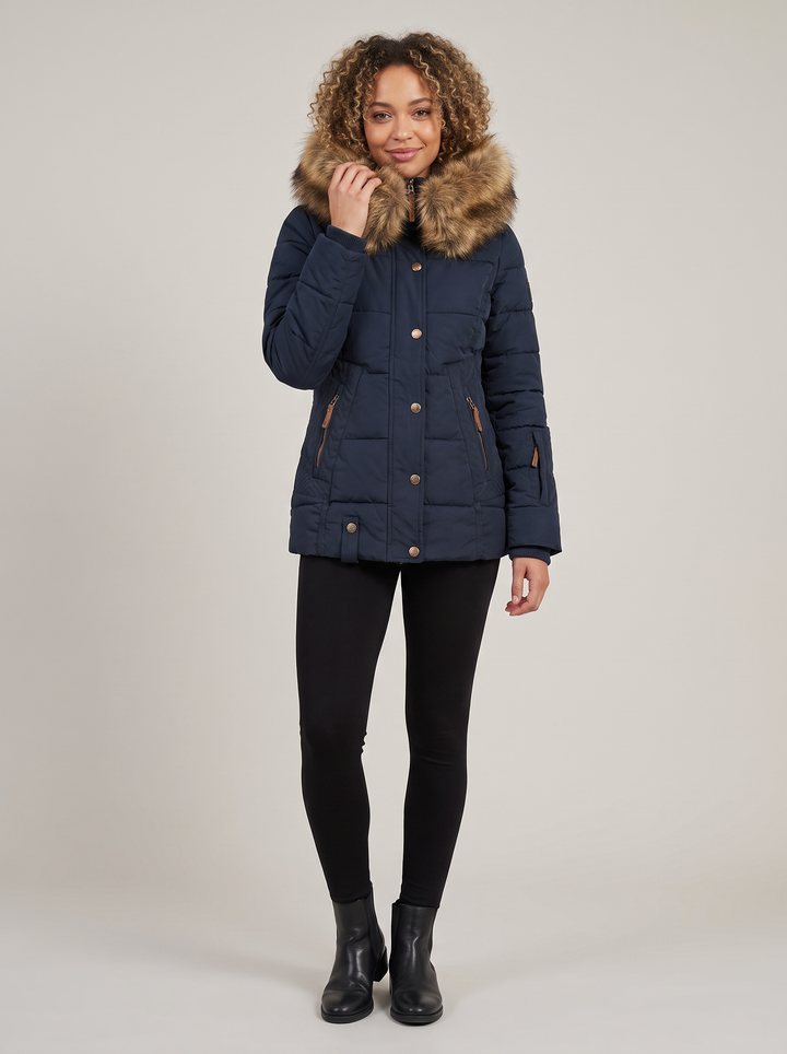 Mila | Dames Gewatteerde Kraag Capuchon Winterjas