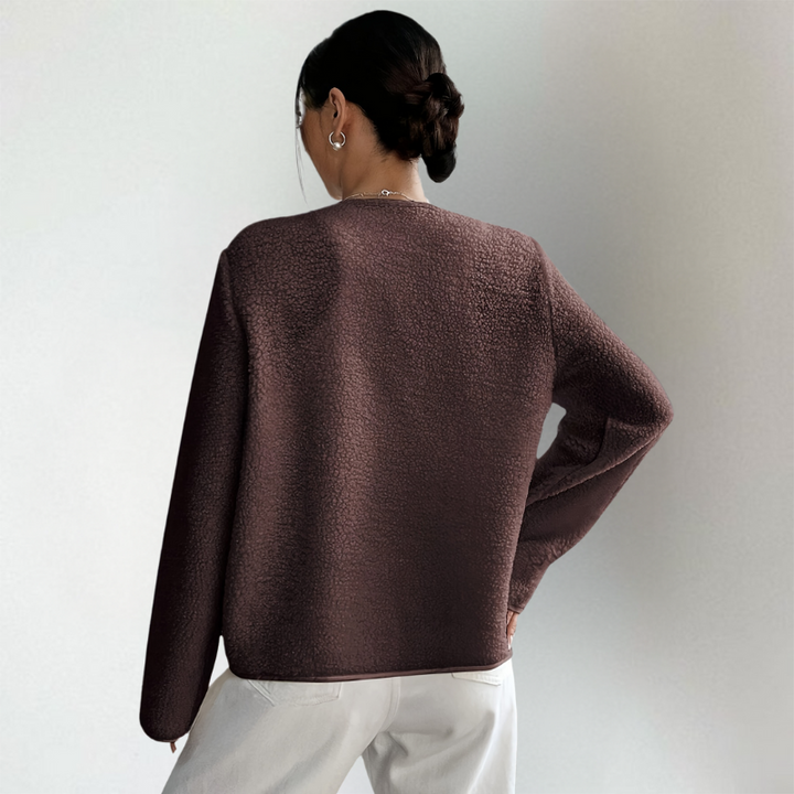 Anouk kraagloos vest, achteraanzicht