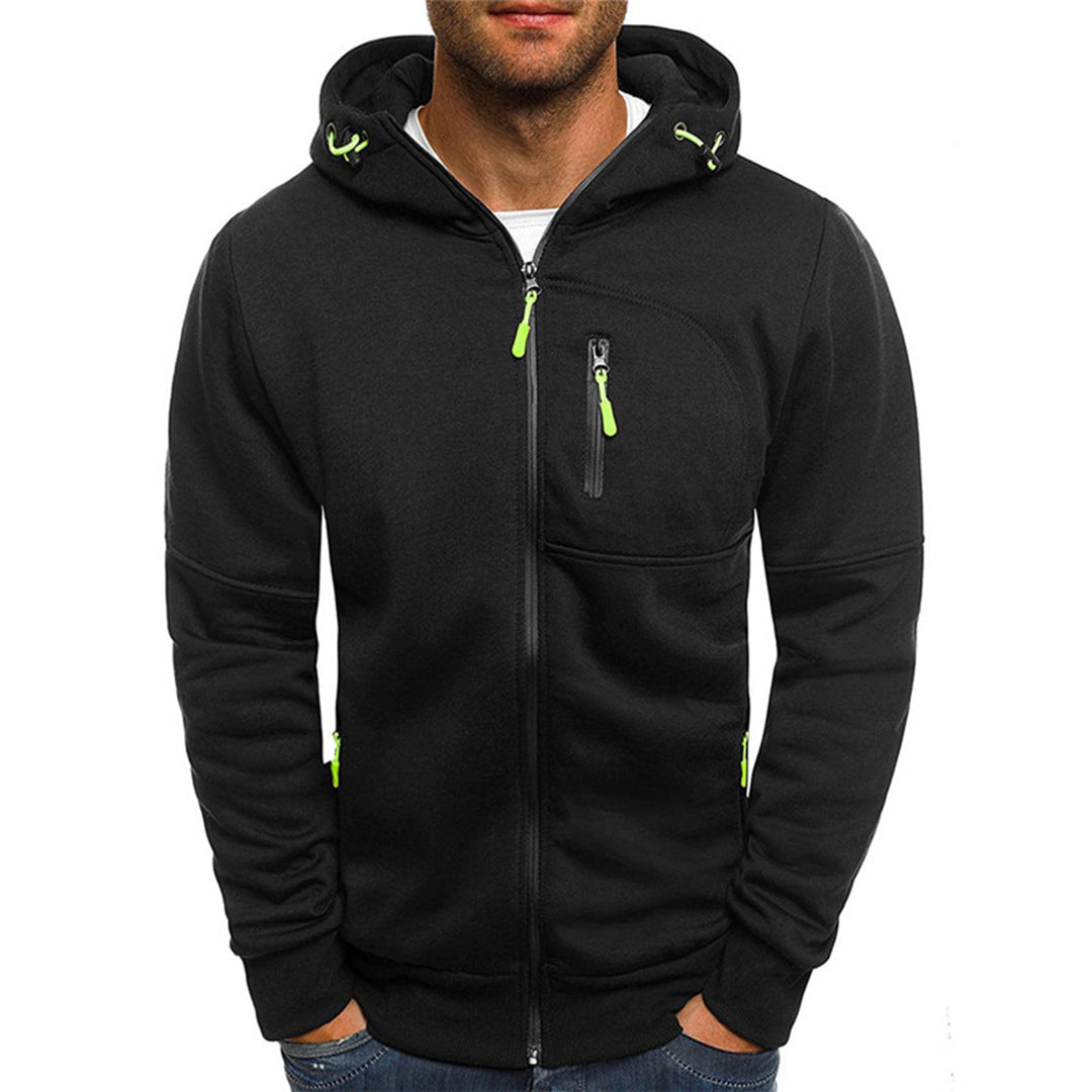 Boaz zwarte rits hoodie met capuchon, vooraanzicht
