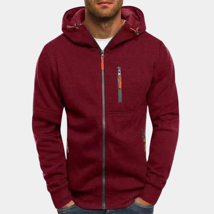 Boaz rode rits hoodie met capuchon, vooraanzicht