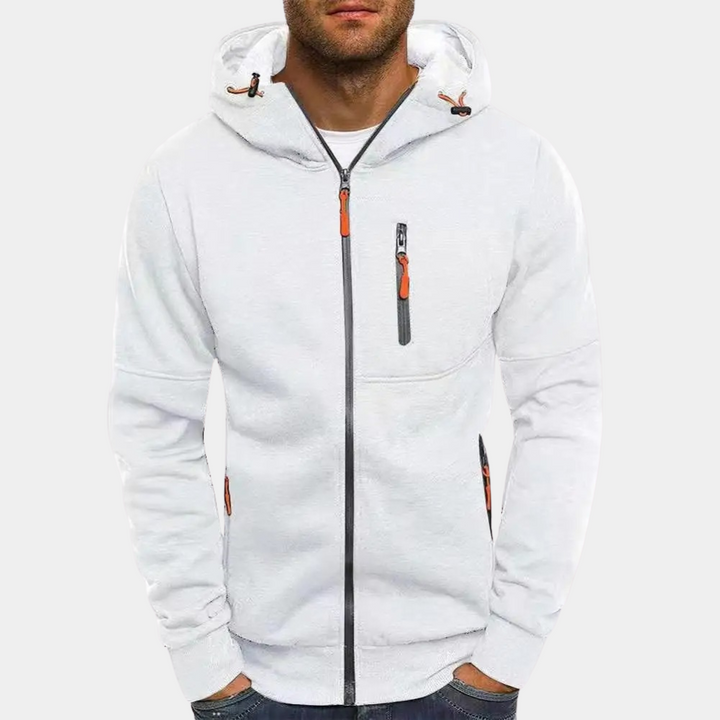 Boaz witte rits hoodie met capuchon, vooraanzicht