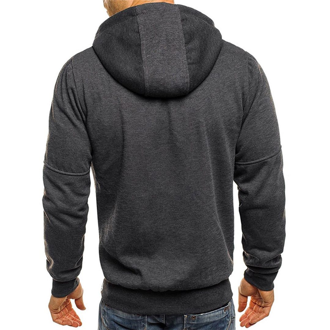 Boaz donkergrijze rits hoodie met capuchon, achteraanzicht