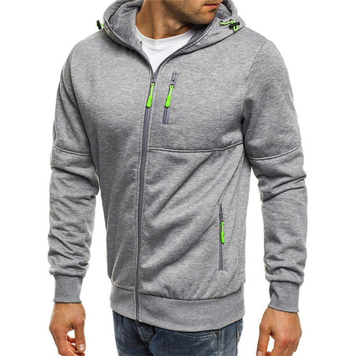Boaz lichtgrijze rits hoodie met capuchon, vooraanzicht