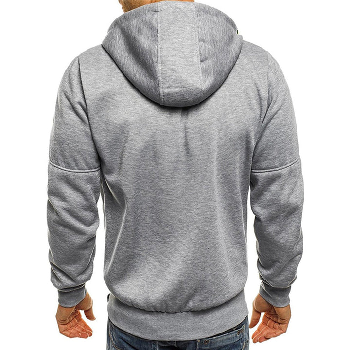 Boaz lichtgrijze rits hoodie met capuchon, achteraanzicht