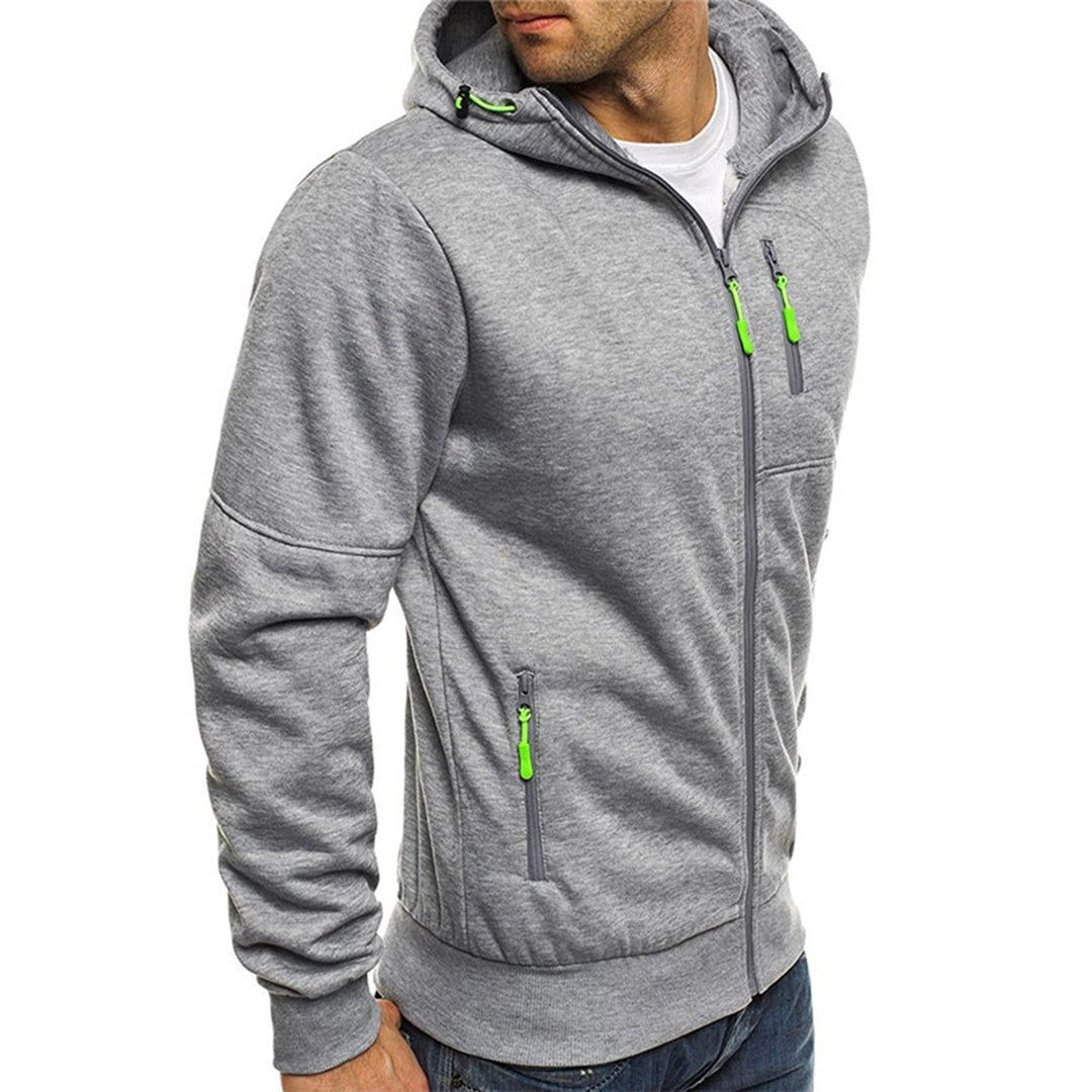 Boaz lichtgrijze rits hoodie met capuchon, zijaanzicht