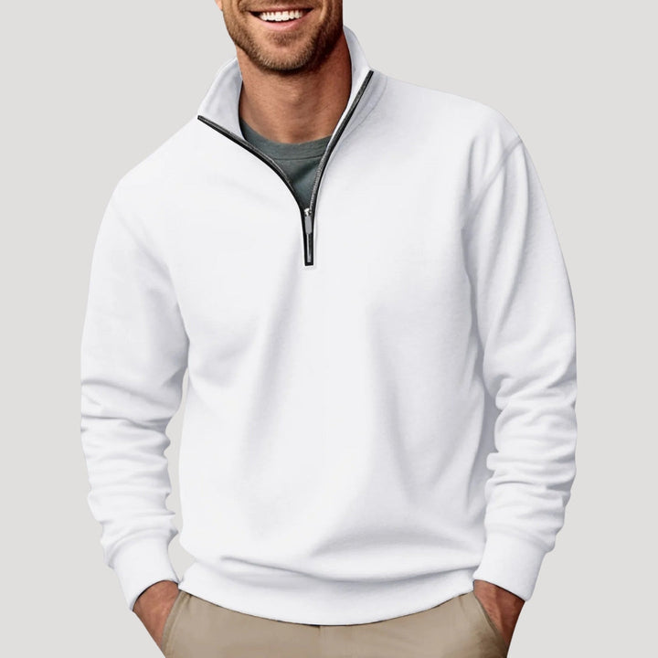 Daan witte quarter-zip sweater, vooraanzicht