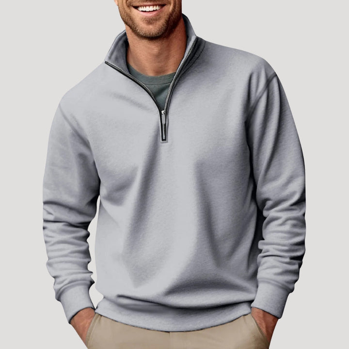 Daan grijze quarter-zip sweater, vooraanzicht