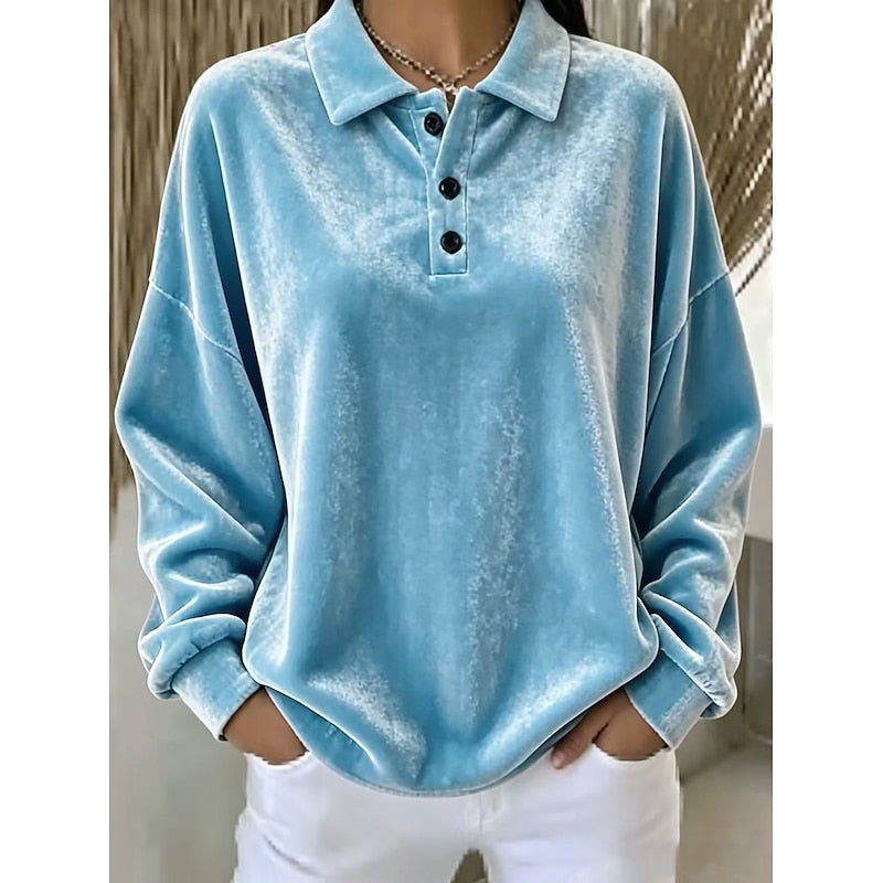 Danique sweater met polokraag, close-up hemelsblauw