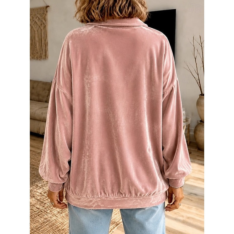 Danique oversized sweater met kraag, achteraanzicht roze