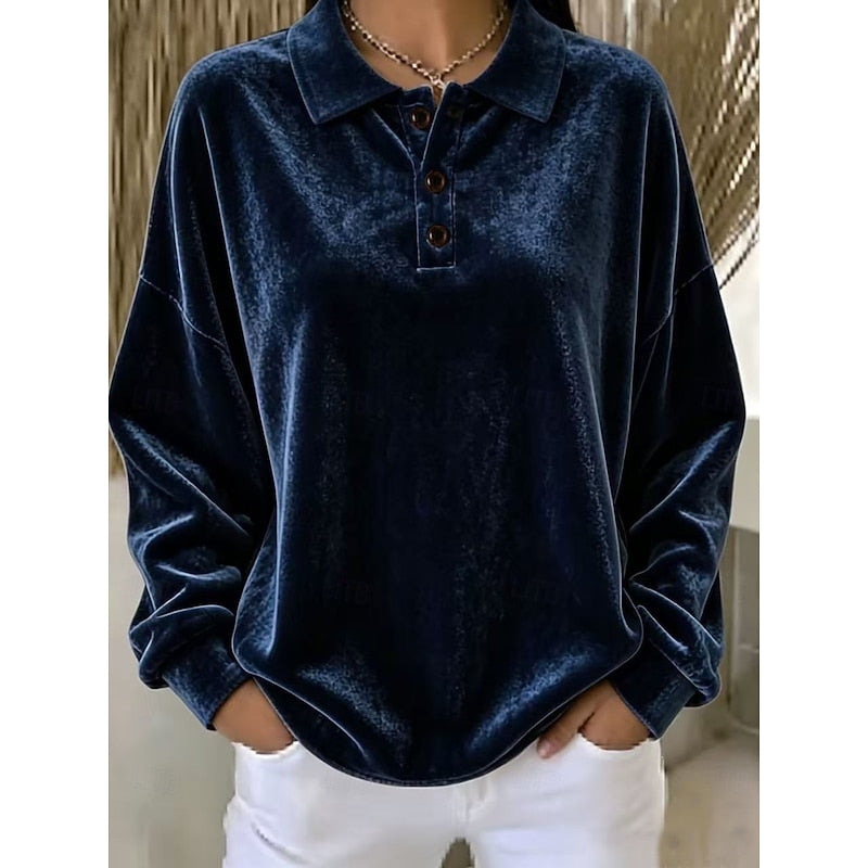 Danique sweater met polokraag, close-up marineblauw