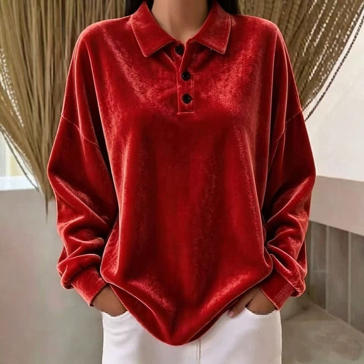 Danique sweater met polokraag, close-up rood