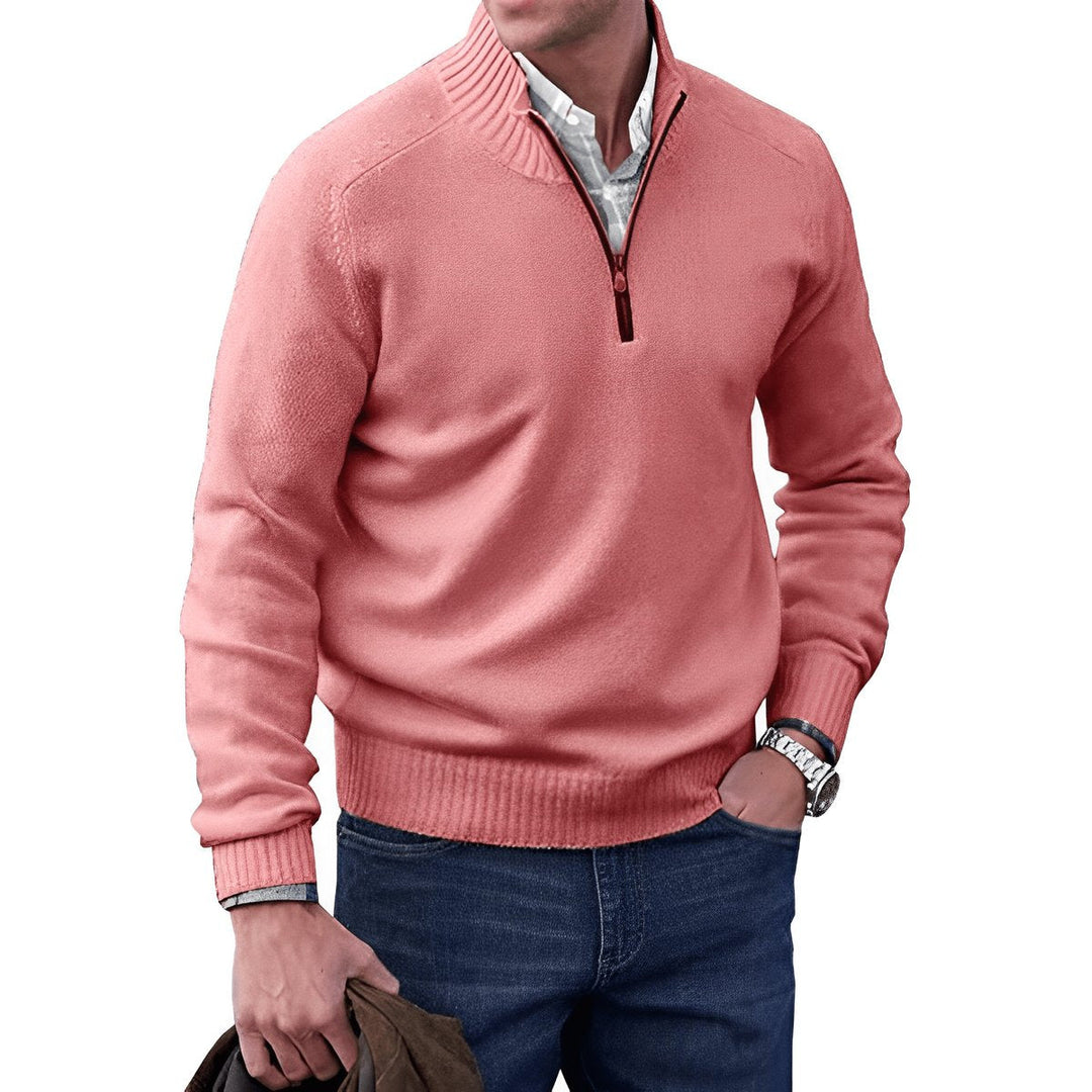 Elias groene quarter-zip trui met lange mouwen, vooraanzicht