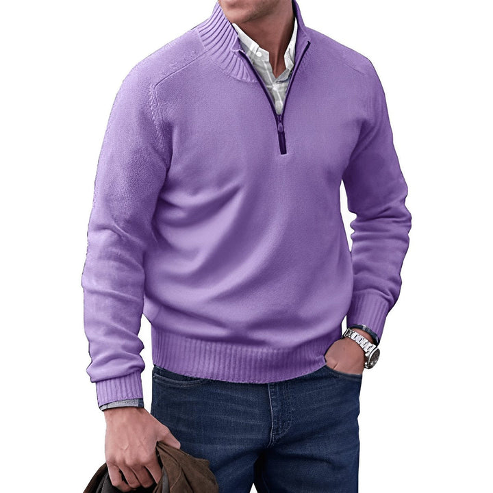 Elias groene quarter-zip trui met lange mouwen, vooraanzicht