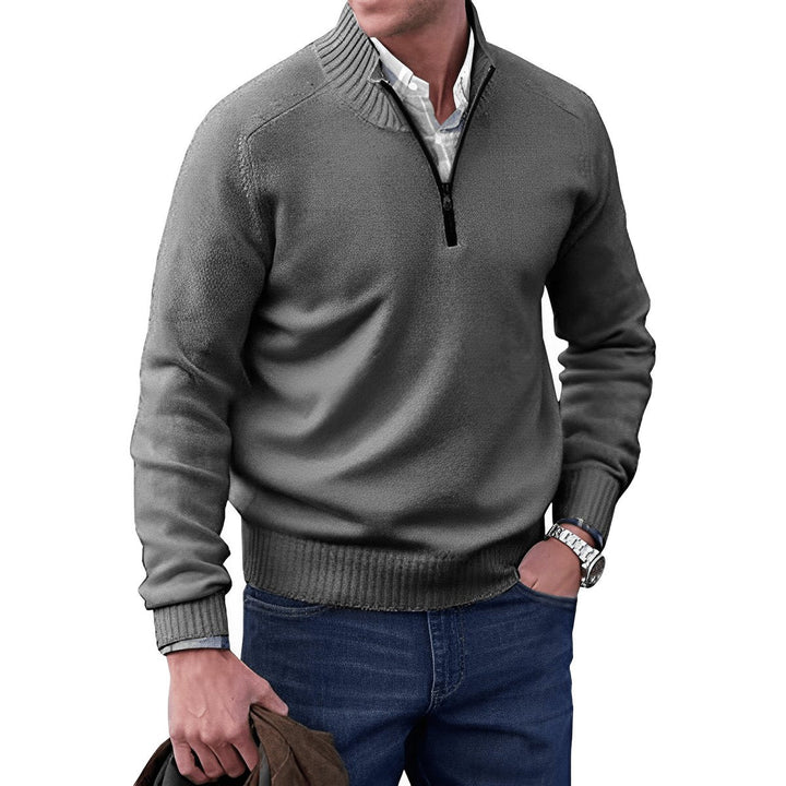 Elias groene quarter-zip trui met lange mouwen, vooraanzicht
