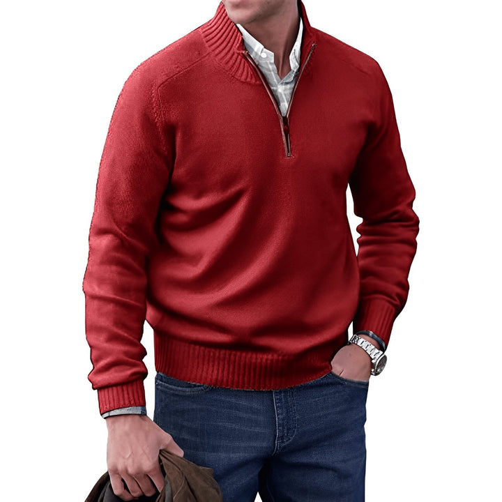 Elias groene quarter-zip trui met lange mouwen, vooraanzicht