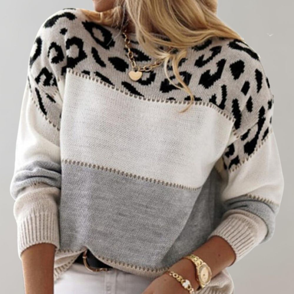 Elin trui achteraanzicht met colorblock print