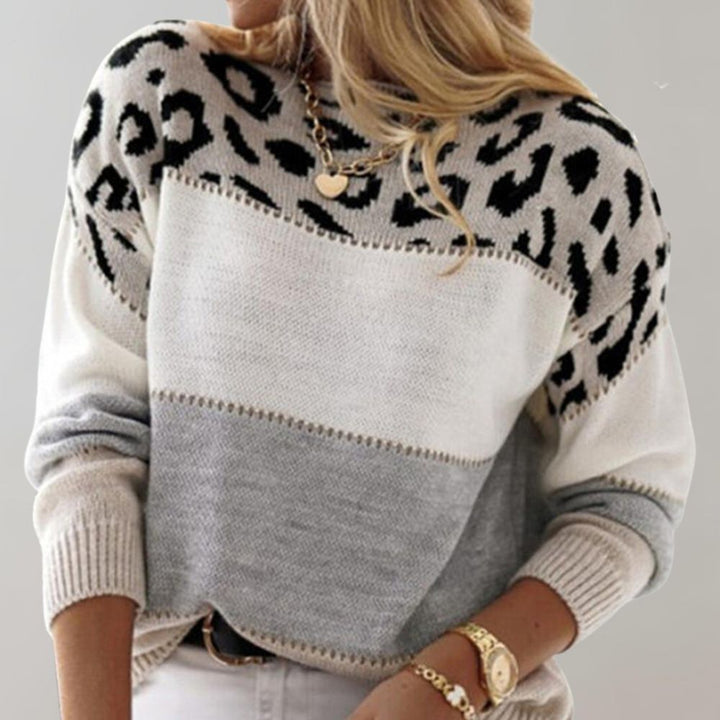 Elin trui achteraanzicht met colorblock print