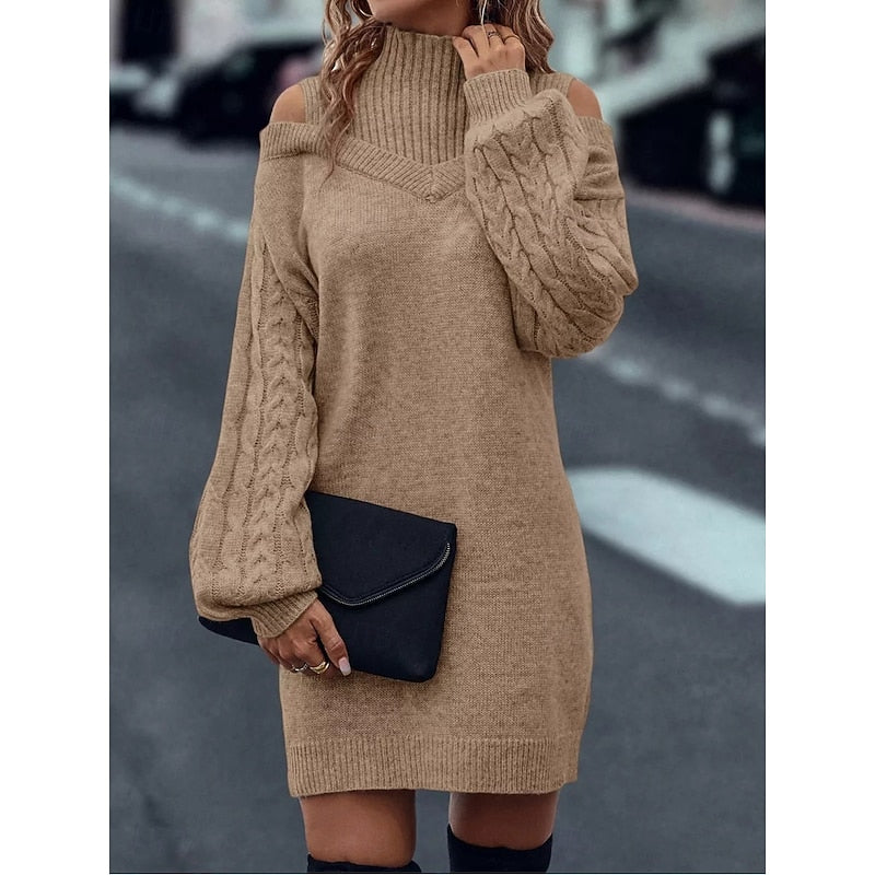 Elin trui jurk, close-up van mouw en tas