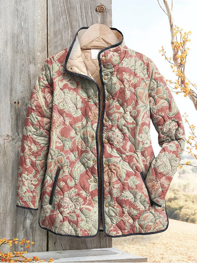 Femke vintage bloemenprint gewatteerd jack, vooraanzicht open