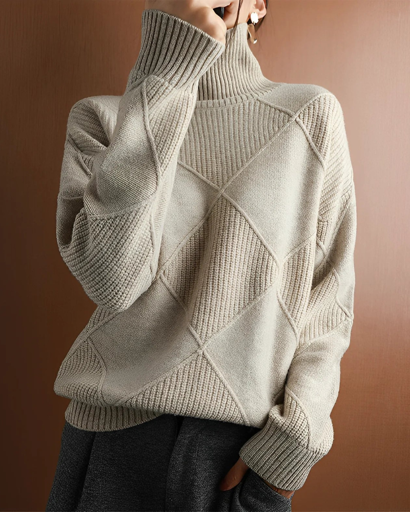 Fenna geruite coltrui in beige, vooraanzicht