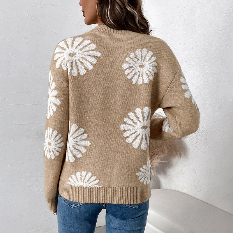Fleur bloemenprint trui, achteraanzicht met florale motieven