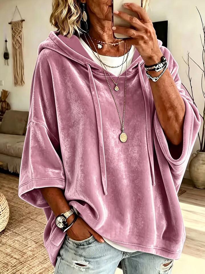 Iris oversized capuchon trui in roze, vooraanzicht