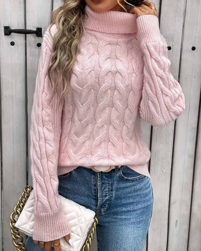 Iris kabelbrei coltrui in roze, close-up met tas