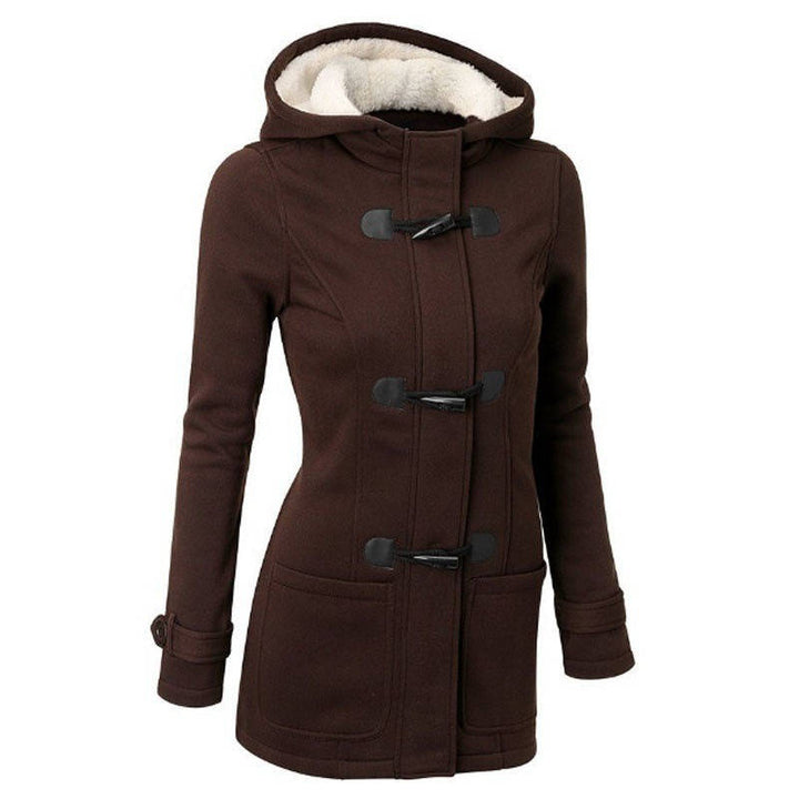 Julia duffelcoat met capuchon in koffiebruin