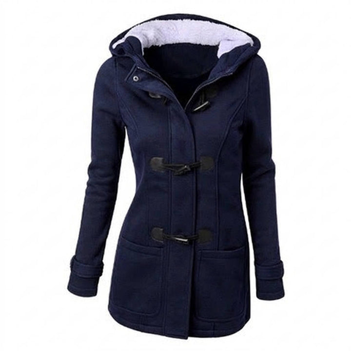 Julia duffelcoat met capuchon in donkerblauw