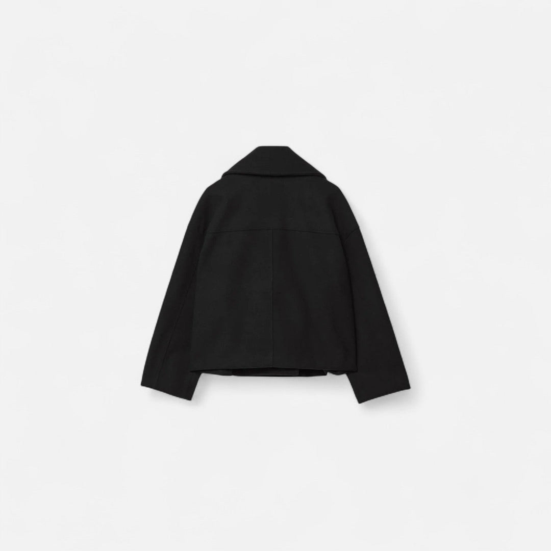 Loïs zwarte peacoat, achteraanzicht
