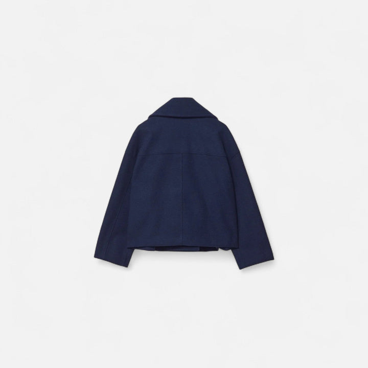 Loïs marineblauwe peacoat, achteraanzicht