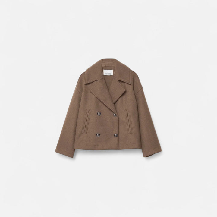 Loïs bruine oversized coat, vooraanzicht