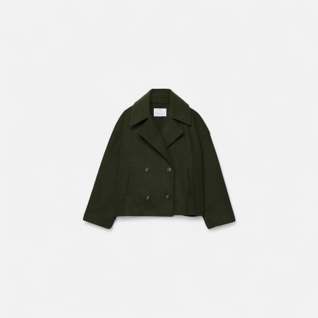 Loïs legergroene korte peacoat, vooraanzicht