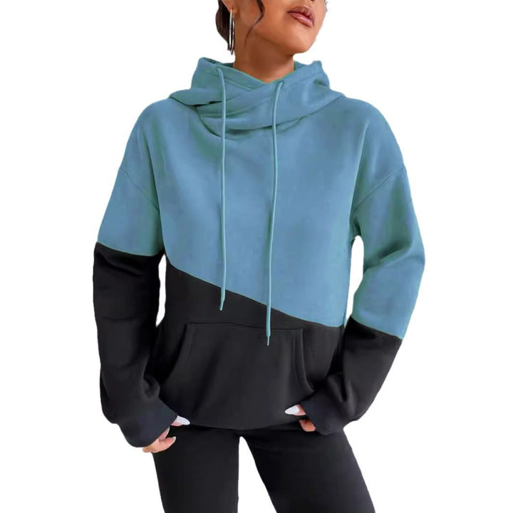 Loes colorblock hoodie met kangoeroezak in bruin en zwart