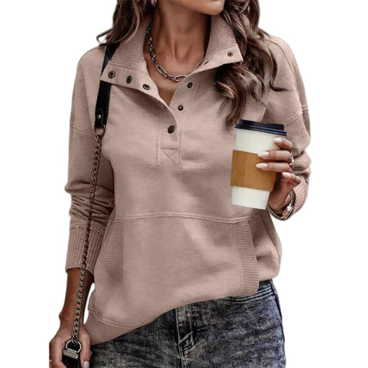 Marit roze sweater met lange mouwen en trekkoord kraag