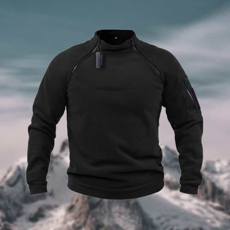 Matteo beige quarter-zip fleecetrui met kraag, vooraanzicht