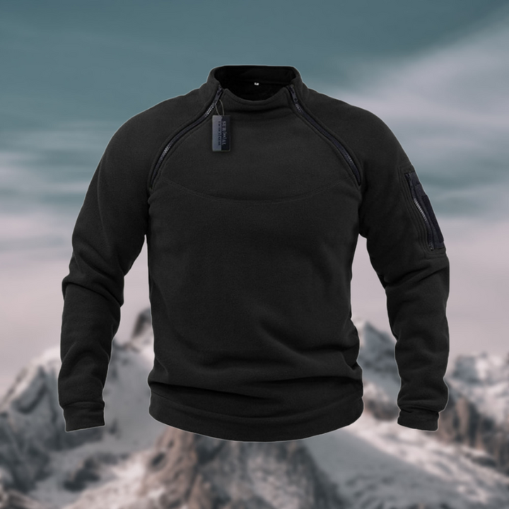 Matteo beige quarter-zip fleecetrui met kraag, vooraanzicht