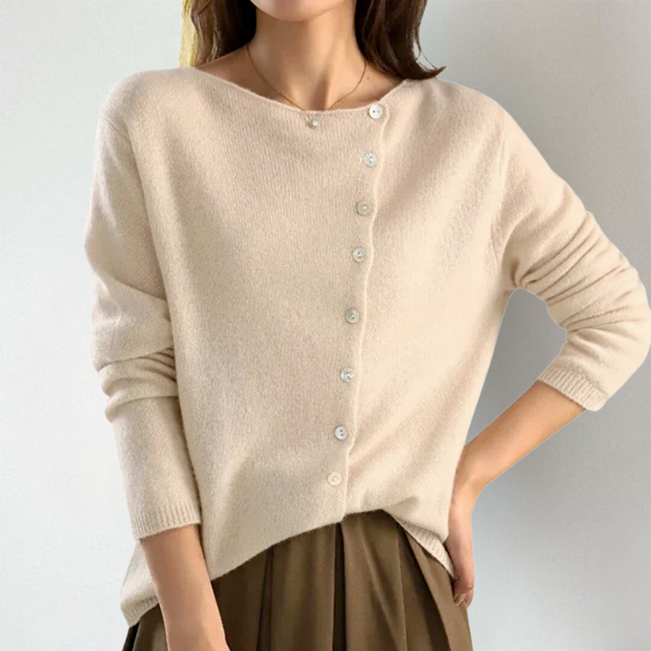 Merel elegant vest met asymmetrische knoopsluiting, vooraanzicht