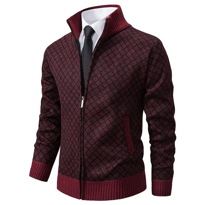 Milan jacquard vest heren, bordeauxrode kleur, voorkant