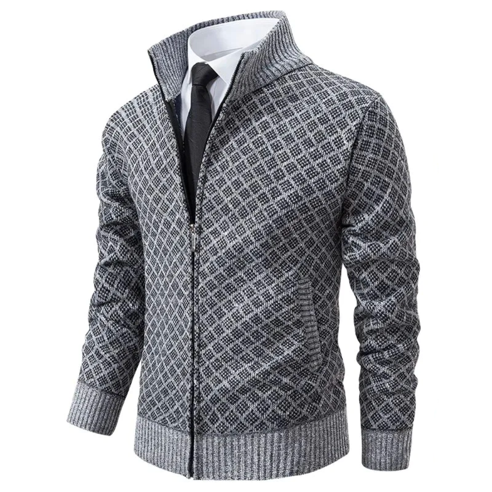 Milan jacquard vest heren, grijze kleur, voorkant