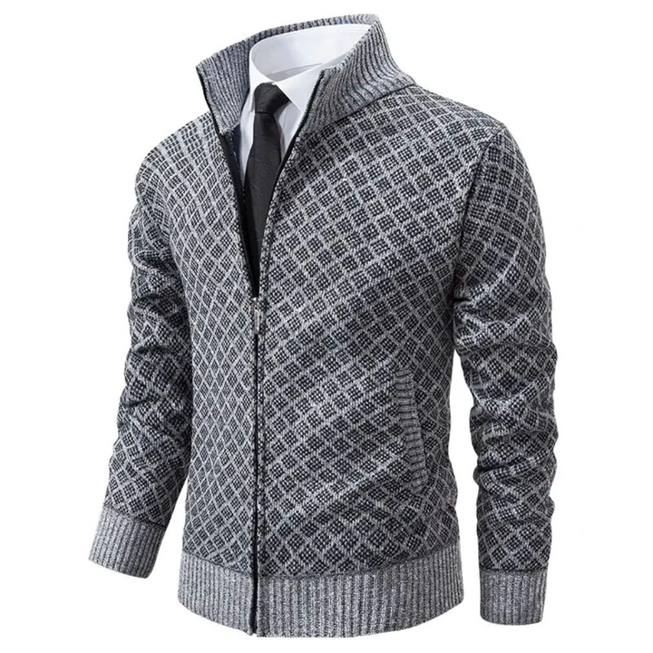 Milan jacquard vest heren, grijze kleur, voorkant