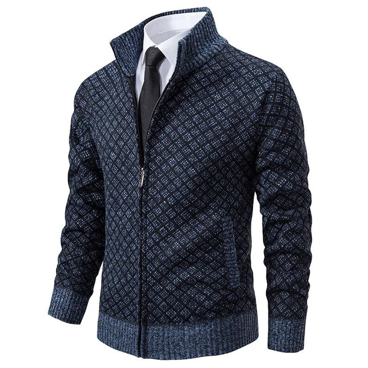 Milan jacquard vest heren, donkerblauwe kleur, voorkant