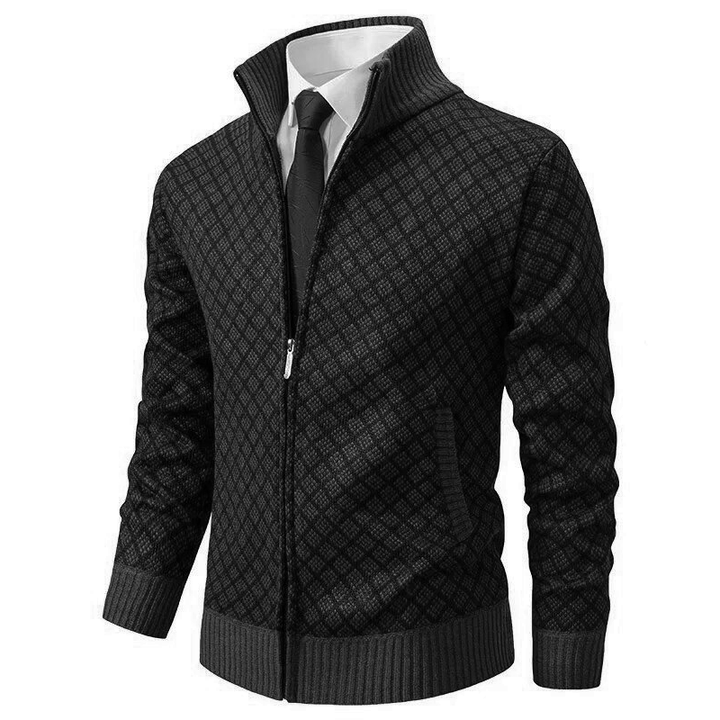 Milan jacquard vest heren, zwarte kleur, voorkant