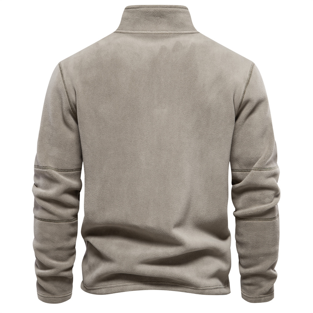 Milan beige kwart-rits sweatshirt, achteraanzicht