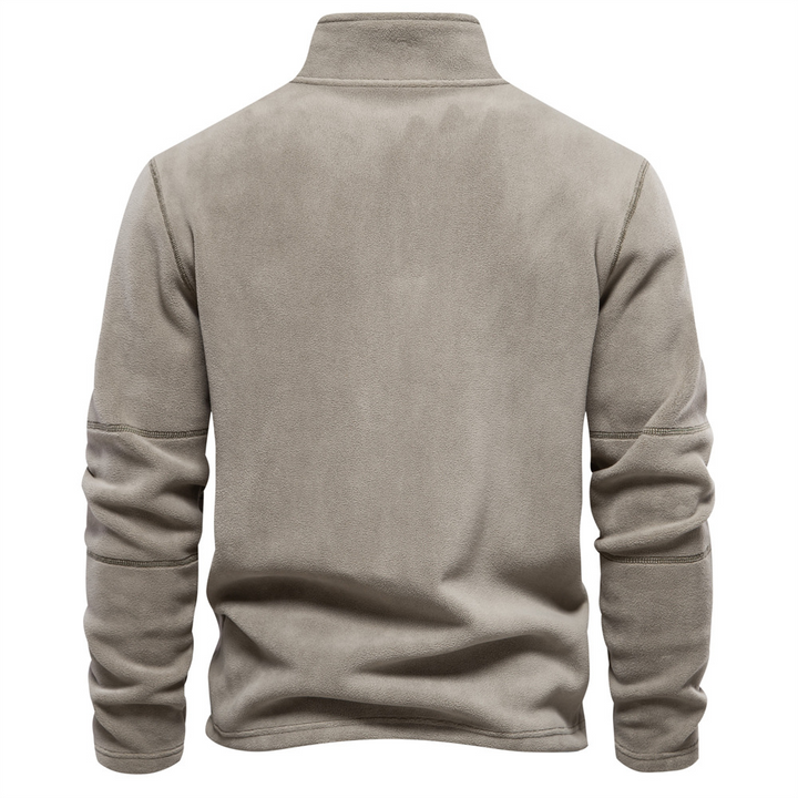 Milan beige kwart-rits sweatshirt, achteraanzicht
