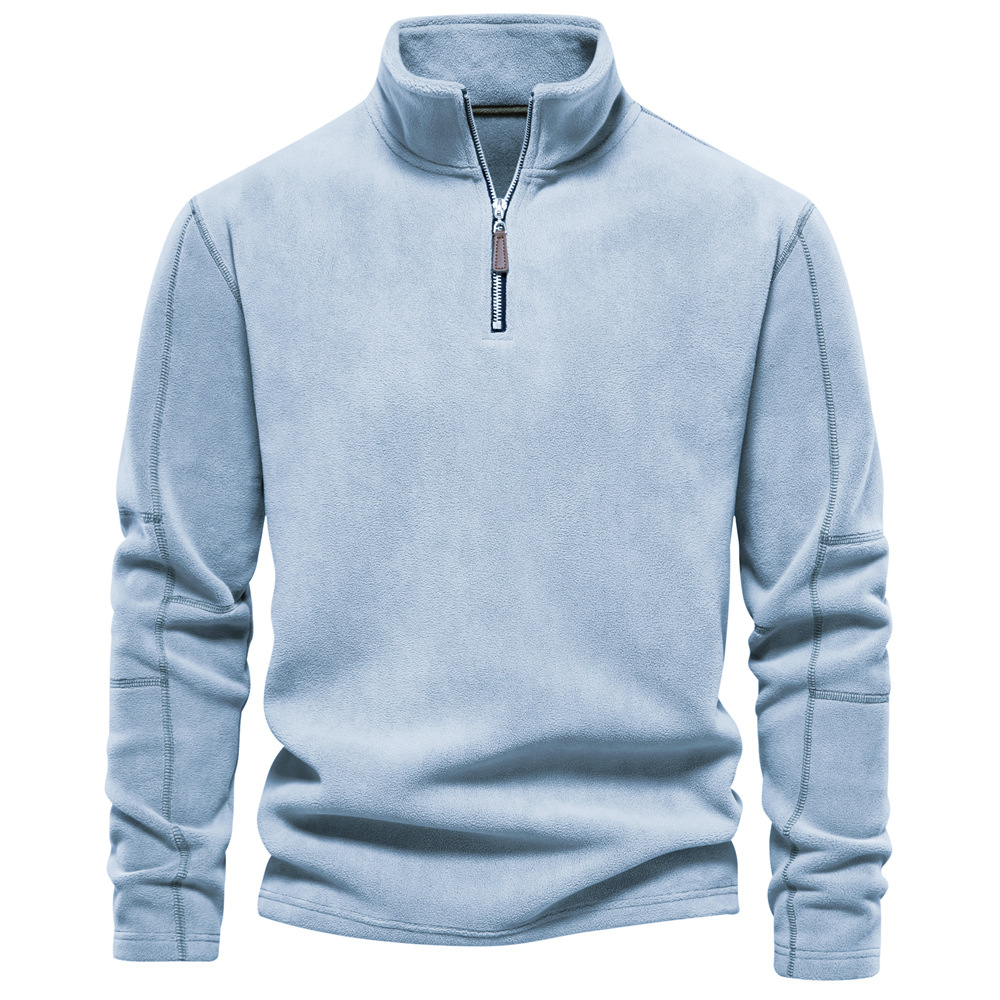 Milan lichtblauw kwart-rits sweatshirt, vooraanzicht